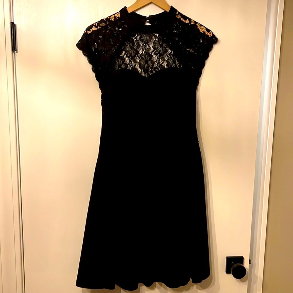 Jun Ivy black lace top mini dress
